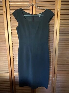 Brooks Brothers Black Cap-Sleeve Midi Dress